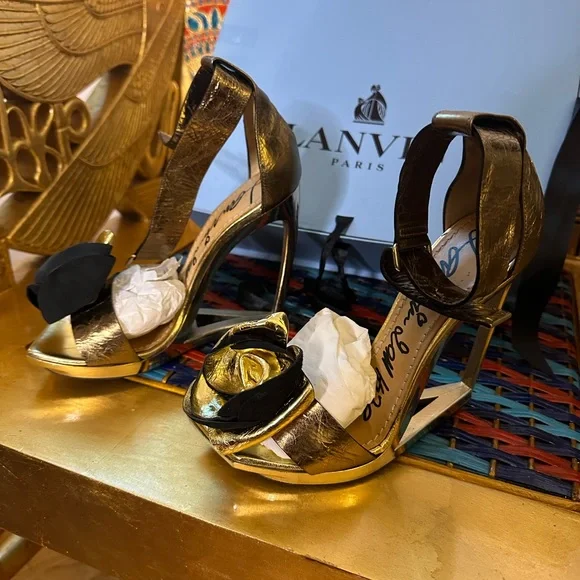 Lanvin Shoes Gold Lanvin Heels 37 Poshmark